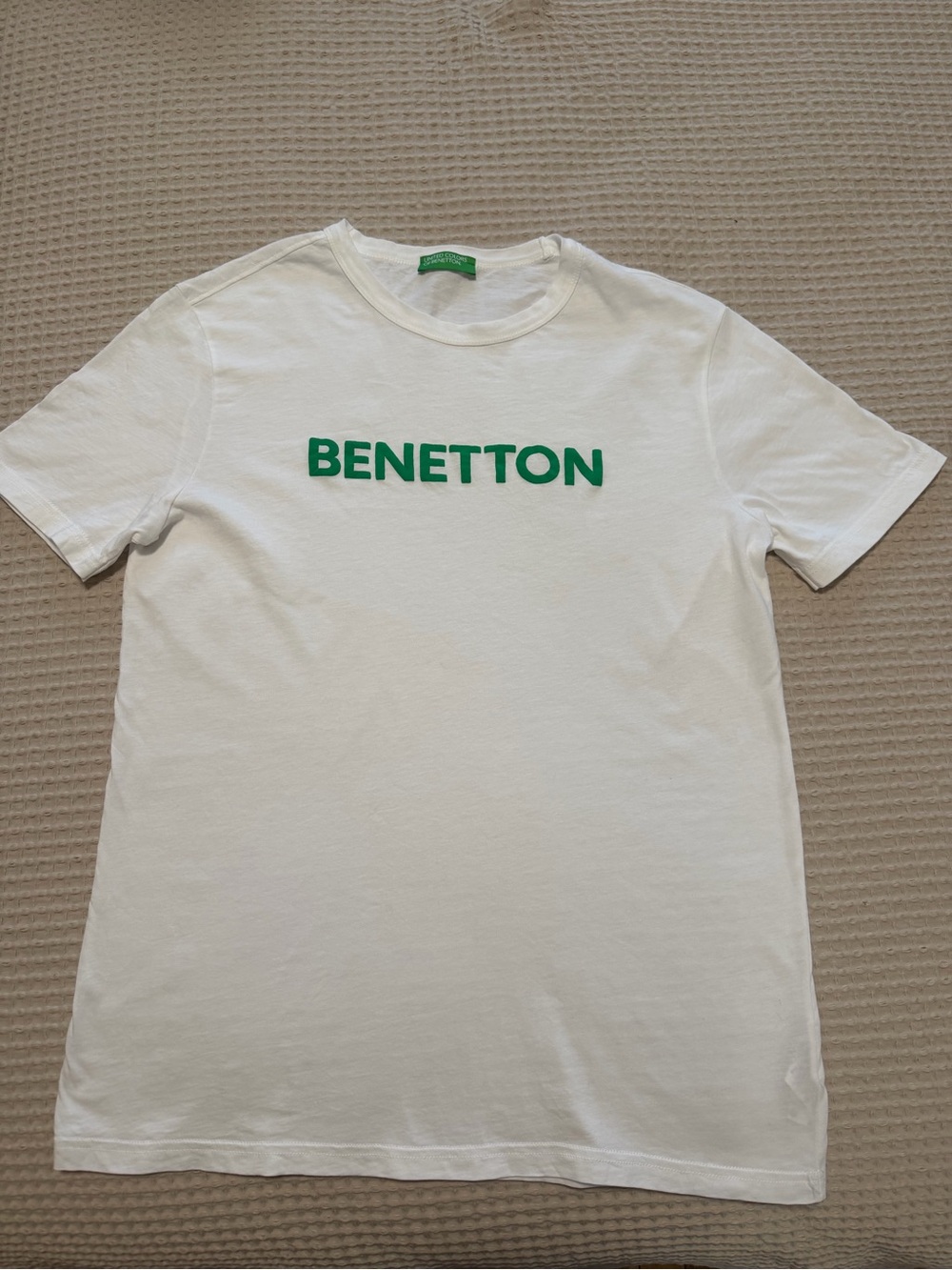 United Colors Of Benetton White Short-Sleeve Tee with Green Logo